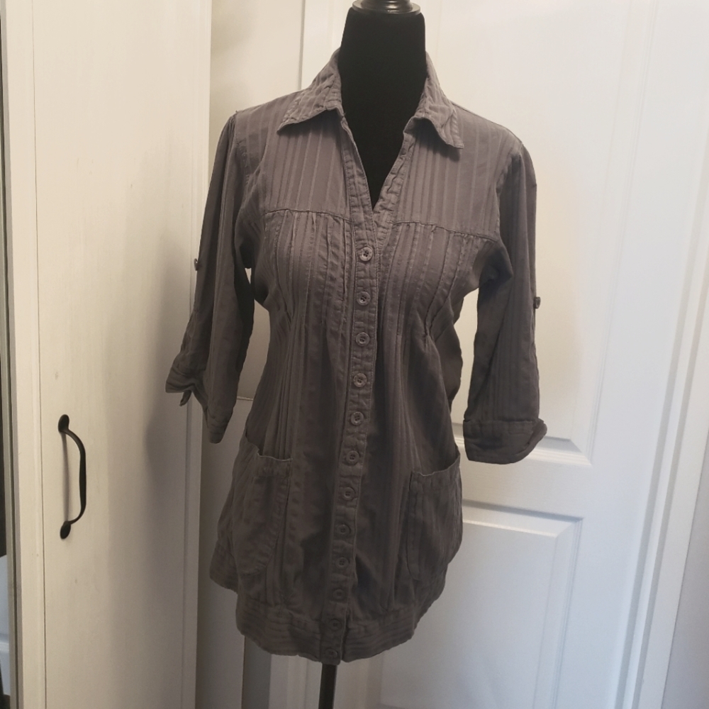 Grey button up shirt